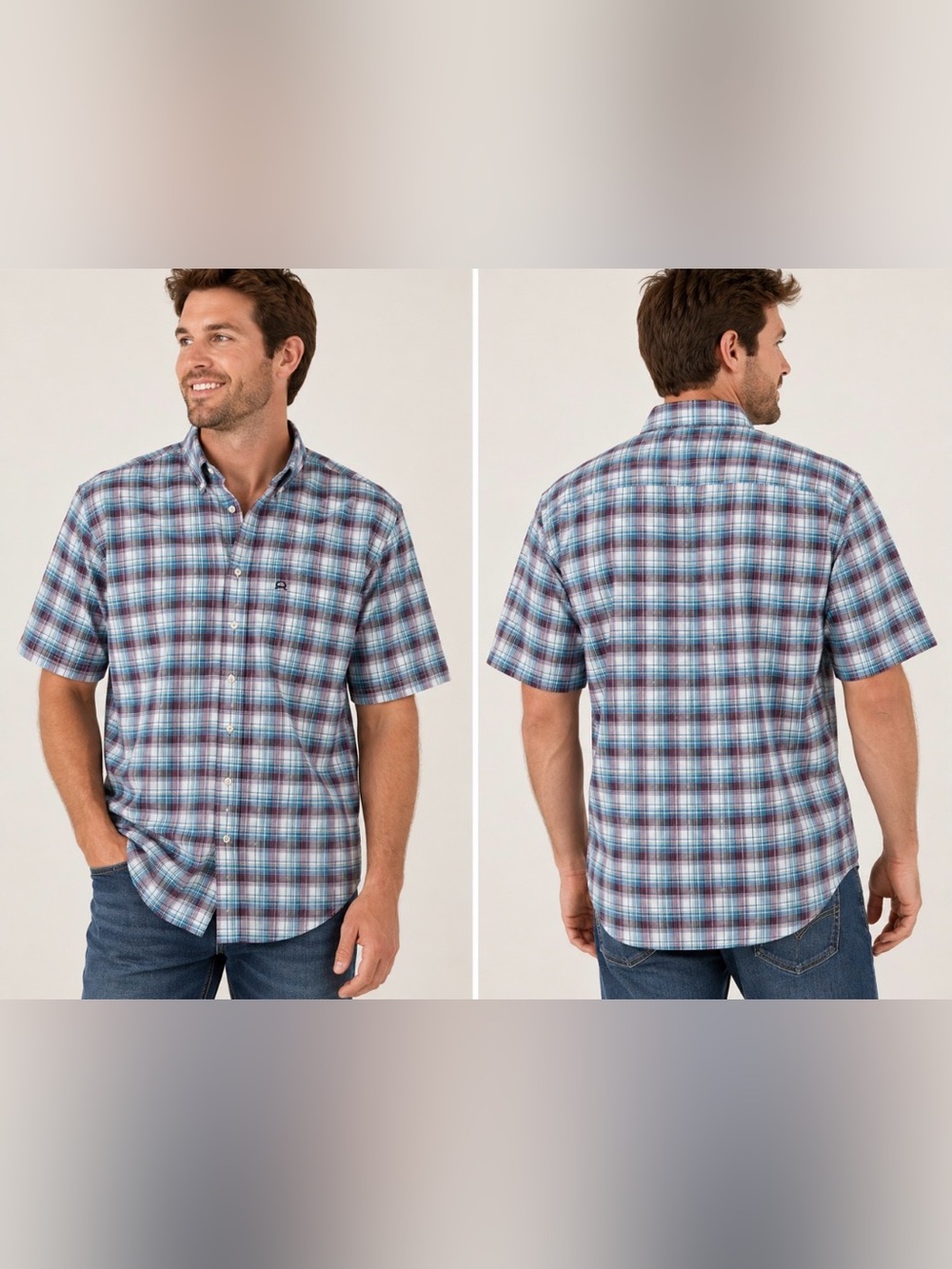 Cinch Western Plaid Shirt Mens XL Blue Purple Pearl Snap Cowboy Rodeo Shirt